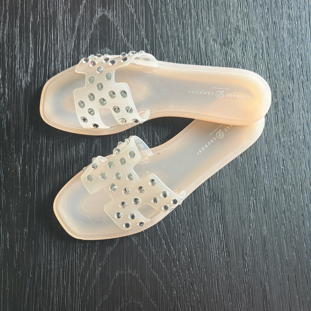 CHINESE LAUNDRY Women's Size 8 Pink Jelly Rhinestone Slides
